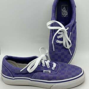 Vans Big Kid Era Purple Checkerboard Low Top Sneakers Size 3